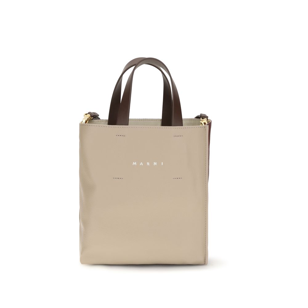2026 New Arrival Marni Beige Calf Leather Bos Taurus Shoulder Bag
