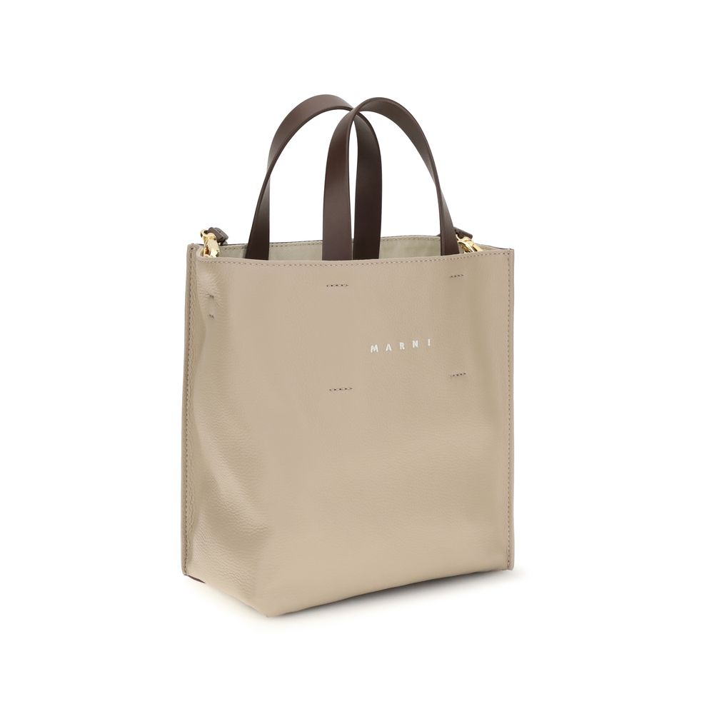 2026 New Arrival Marni Beige Calf Leather Bos Taurus Shoulder Bag