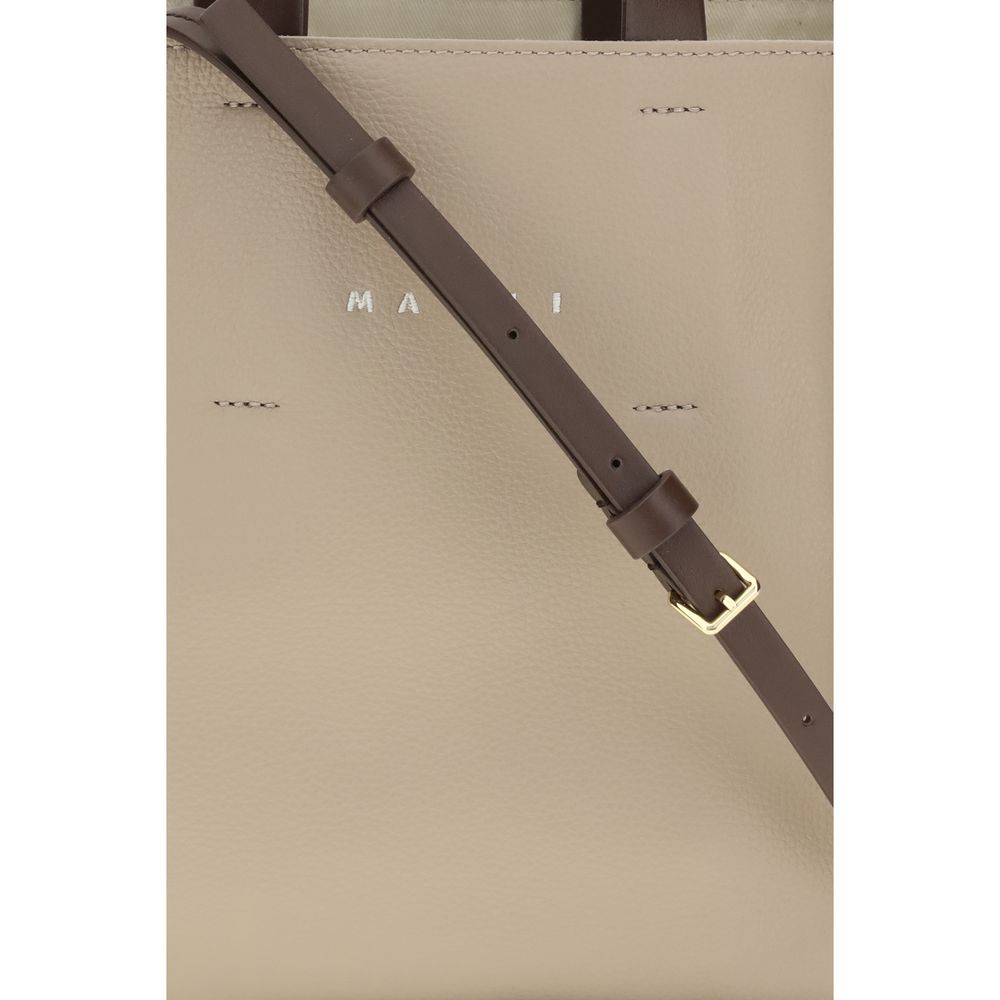 2026 New Arrival Marni Beige Calf Leather Bos Taurus Shoulder Bag