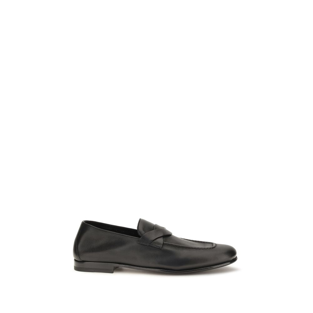 2026 New Arrival Tom Ford Black Calf Leather Bos Taurus Slip-On Loafers