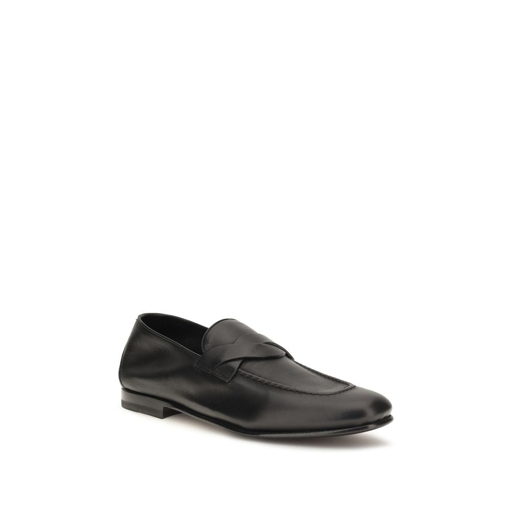2026 New Arrival Tom Ford Black Calf Leather Bos Taurus Slip-On Loafers