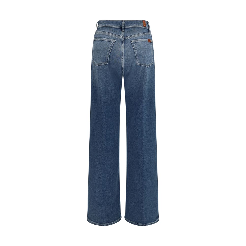 2026 New Arrival 7FOR Blue Cotton Flared Jeans
