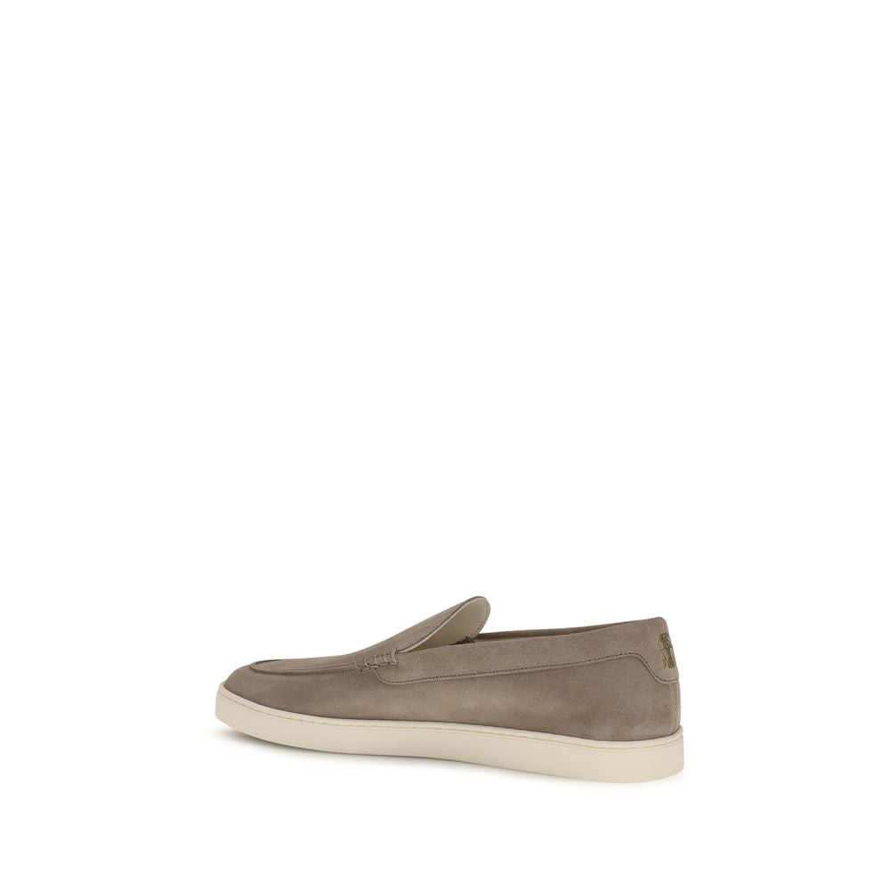 2026 New Arrival Brunello Cucinelli Gray Calf Leather Bos Taurus Slip-On Loafers
