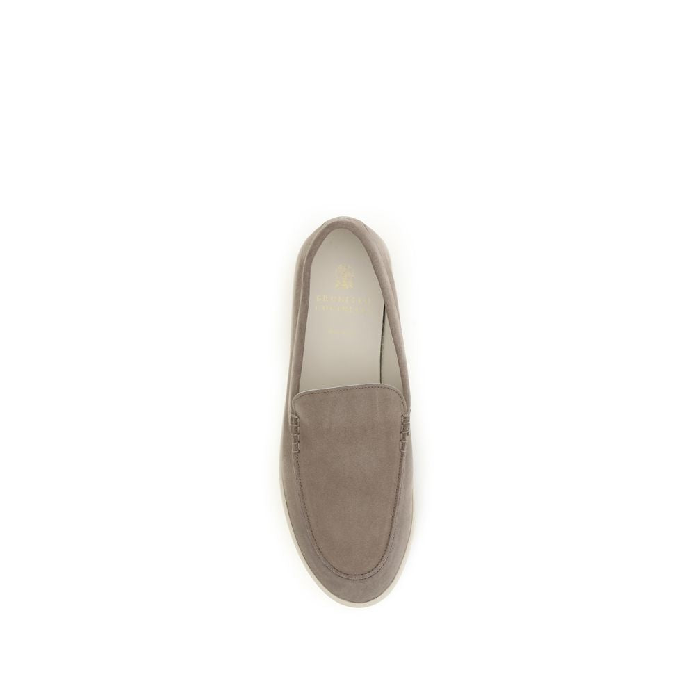 2026 New Arrival Brunello Cucinelli Gray Calf Leather Bos Taurus Slip-On Loafers