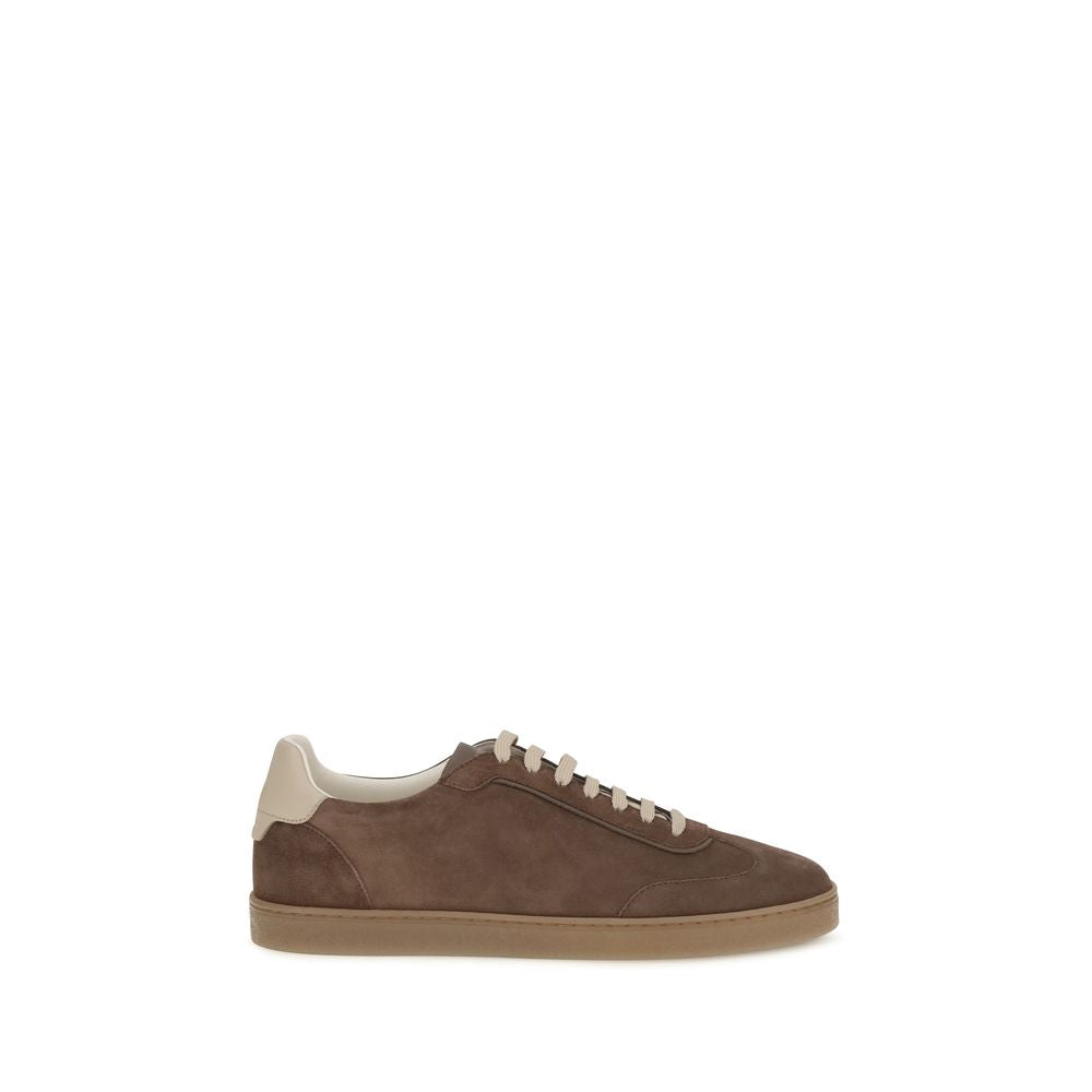 2026 New Arrival Brunello Cucinelli Beige Calf Leather Bos Taurus Low Top Sneakers