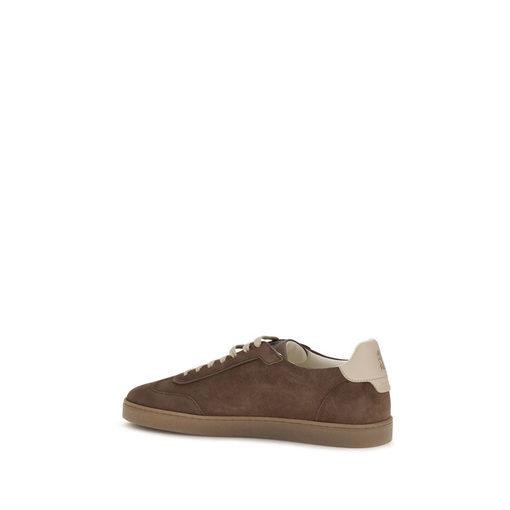 2026 New Arrival Brunello Cucinelli Beige Calf Leather Bos Taurus Low Top Sneakers