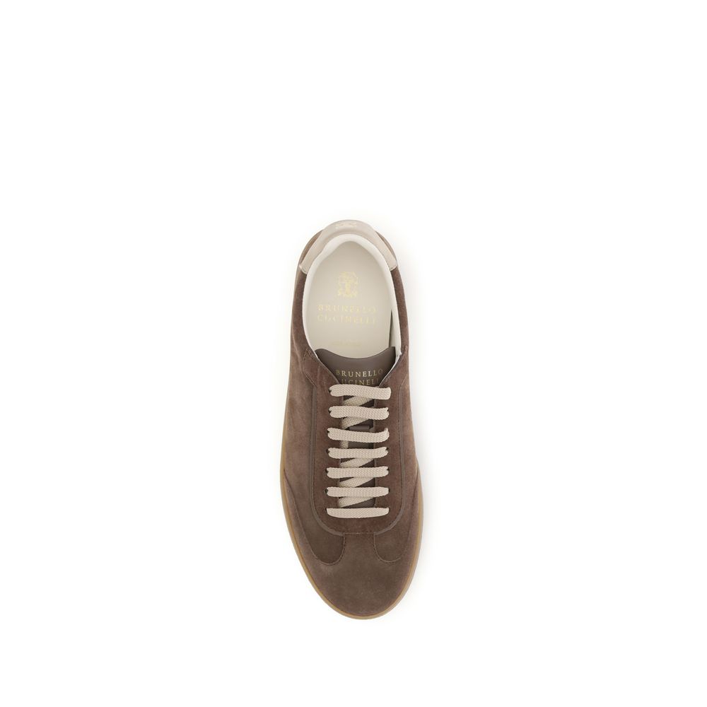 2026 New Arrival Brunello Cucinelli Beige Calf Leather Bos Taurus Low Top Sneakers