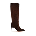 2026 New Arrival Santoni Brown Calf Leather Bos Taurus High Heel Boots