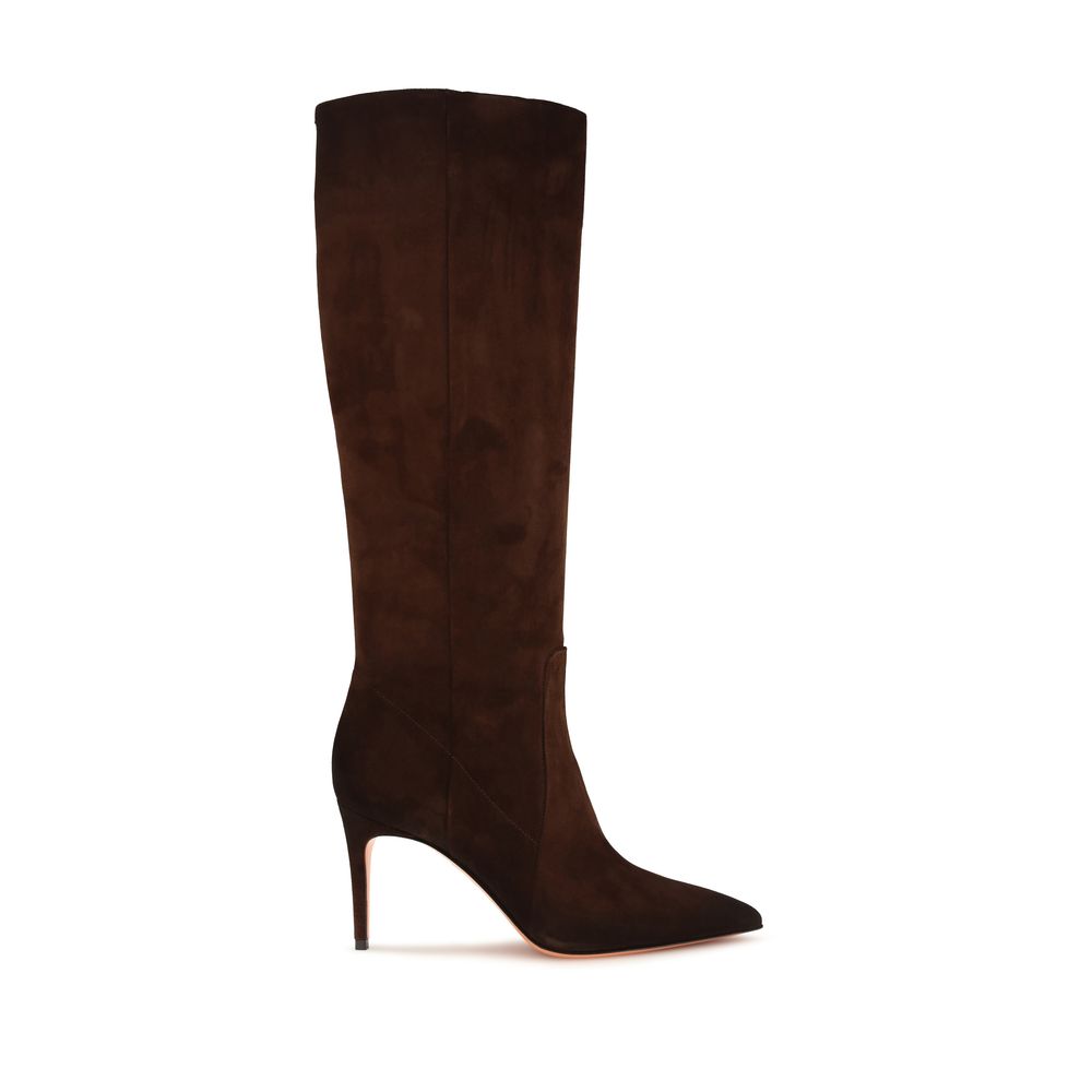 2026 New Arrival Santoni Brown Calf Leather Bos Taurus High Heel Boots