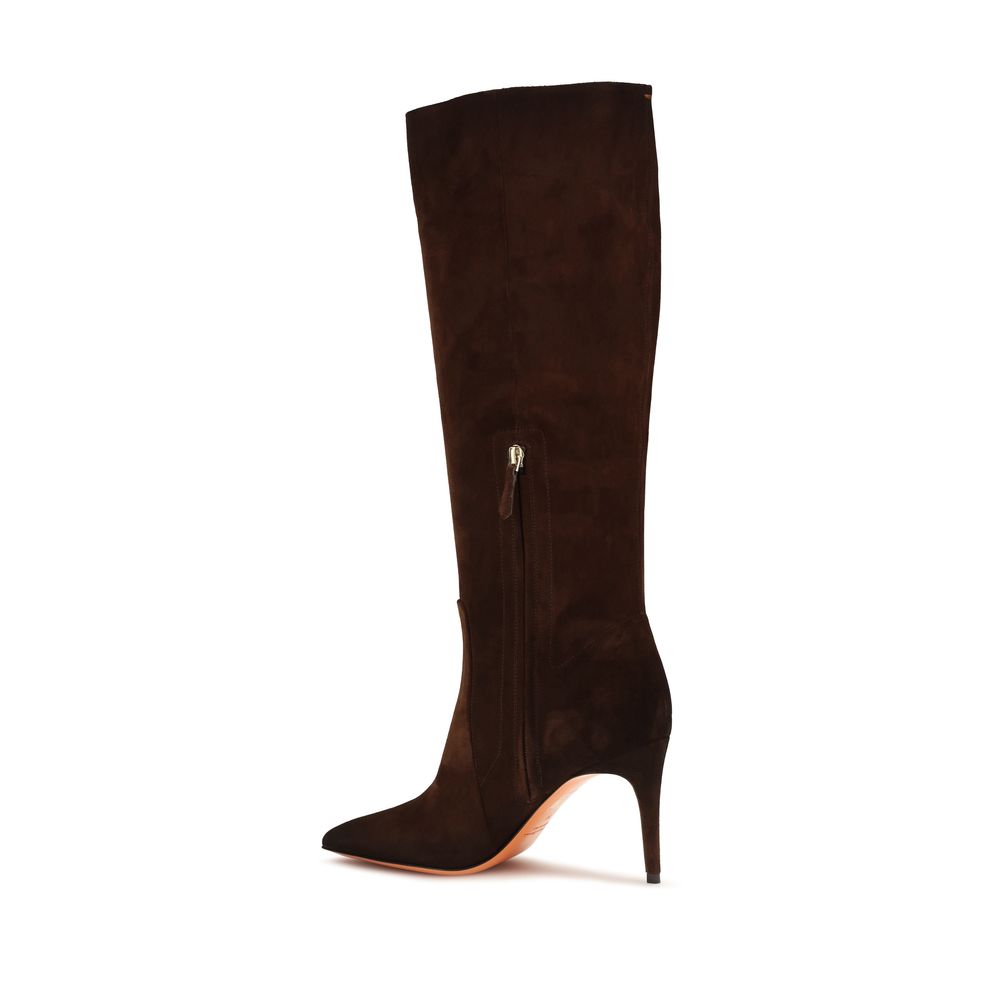 2026 New Arrival Santoni Brown Calf Leather Bos Taurus High Heel Boots
