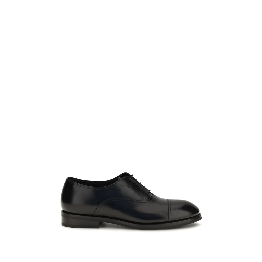 2026 New Arrival Santoni Black Calf Leather Bos Taurus Oxfords And Derbies
