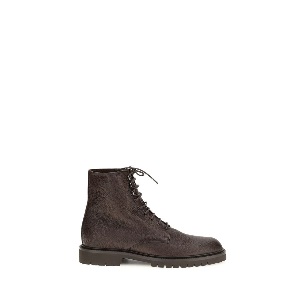 2026 New Arrival Brunello Cucinelli Brown Calf Leather Bos Taurus Lace-Up Boots
