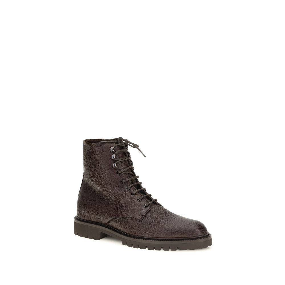 2026 New Arrival Brunello Cucinelli Brown Calf Leather Bos Taurus Lace-Up Boots
