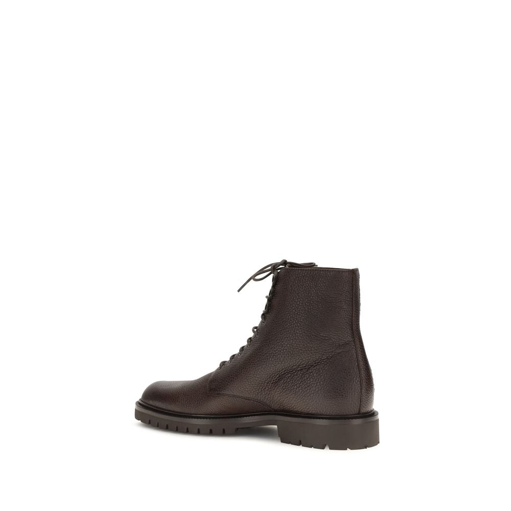 2026 New Arrival Brunello Cucinelli Brown Calf Leather Bos Taurus Lace-Up Boots