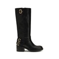 2026 New Arrival Chloé Black Calf Leather Bos Taurus Flat Boots