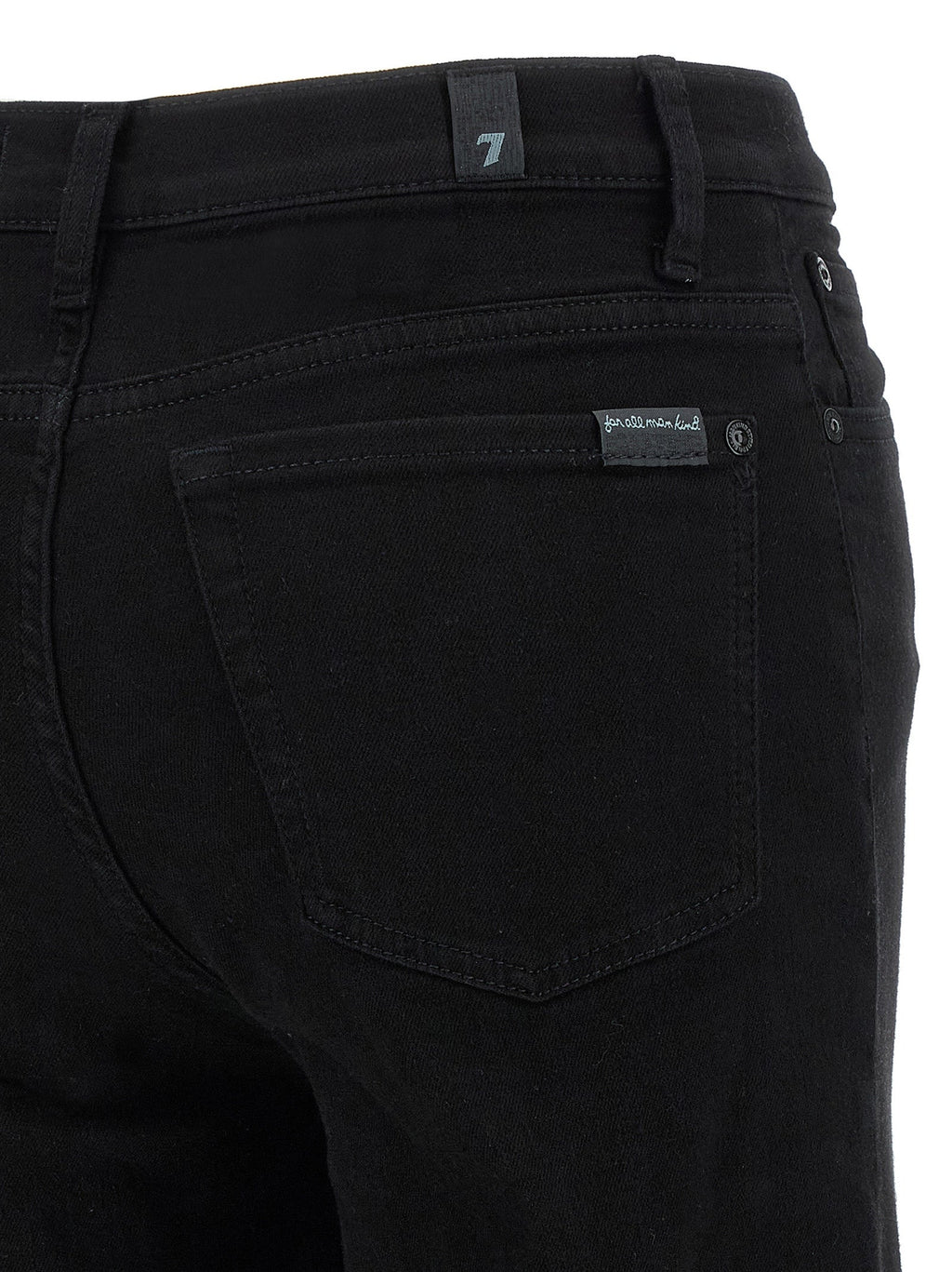 2026 New Arrival 7 For All Mankind Black Cotton Flared Jeans