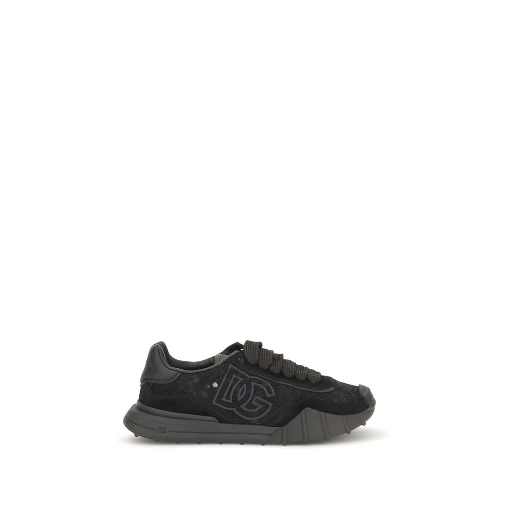 2026 New Arrival Dolce & Gabbana Black Calf Leather Bos Taurus Chunky Sneakers