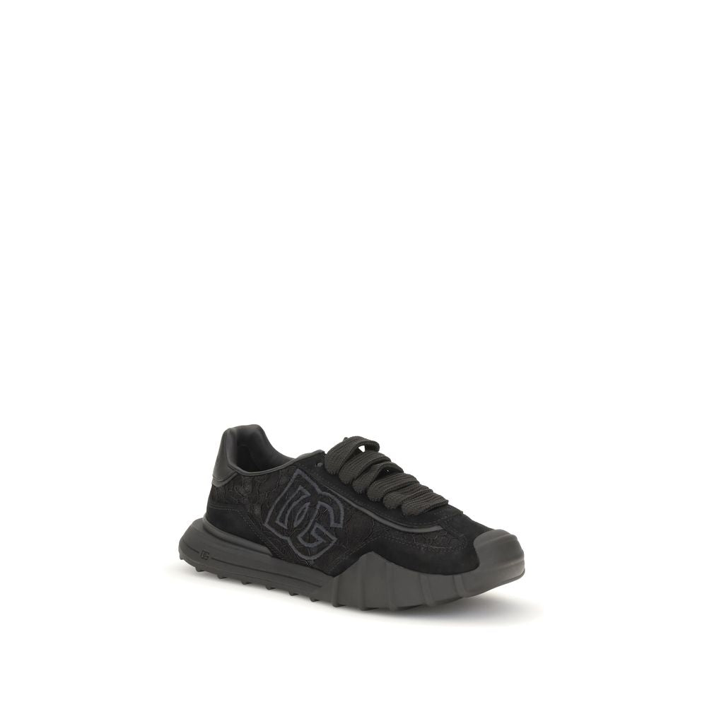 2026 New Arrival Dolce & Gabbana Black Calf Leather Bos Taurus Chunky Sneakers