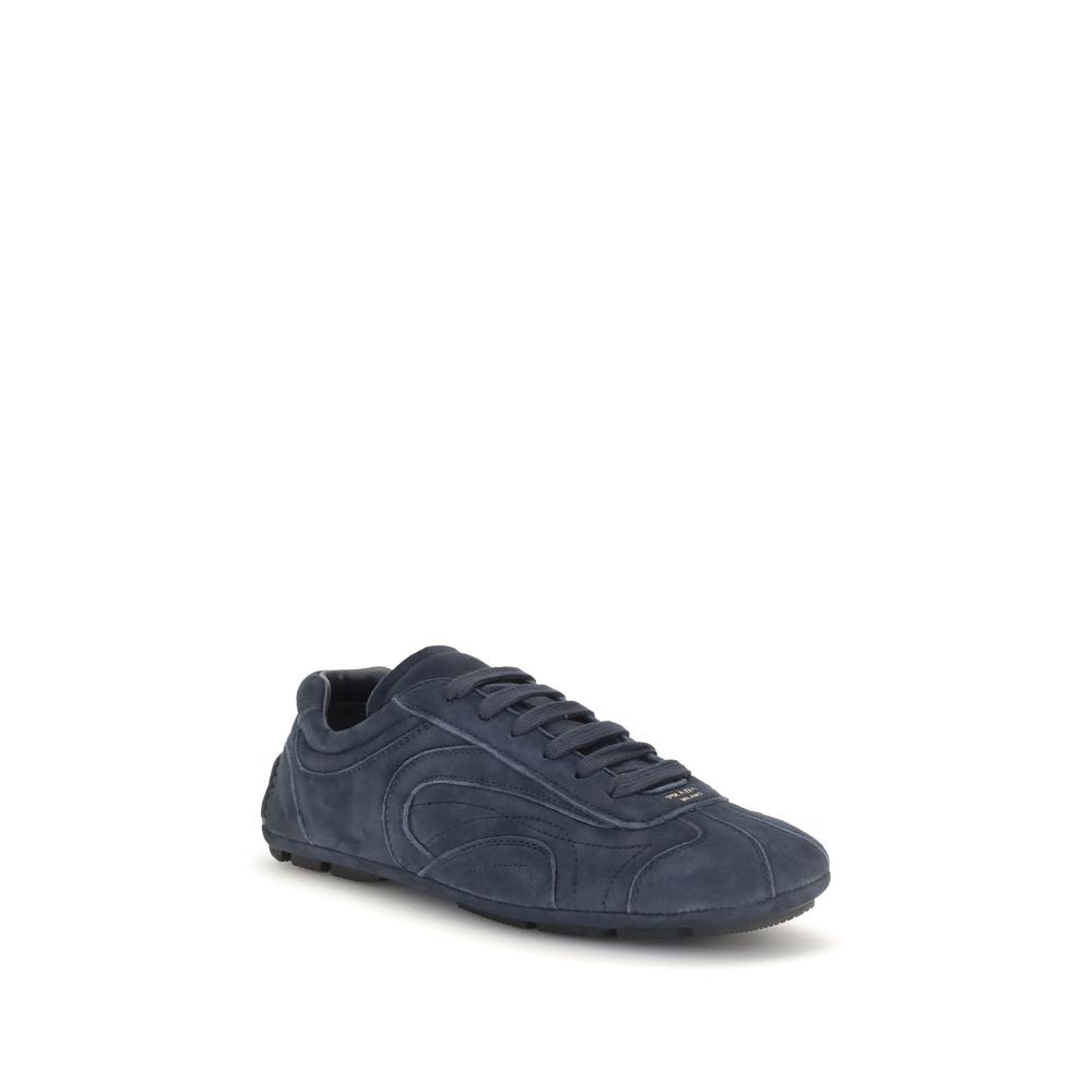 2026 New Arrival Prada Blue Calf Leather Bos Taurus Athletic Sneakers