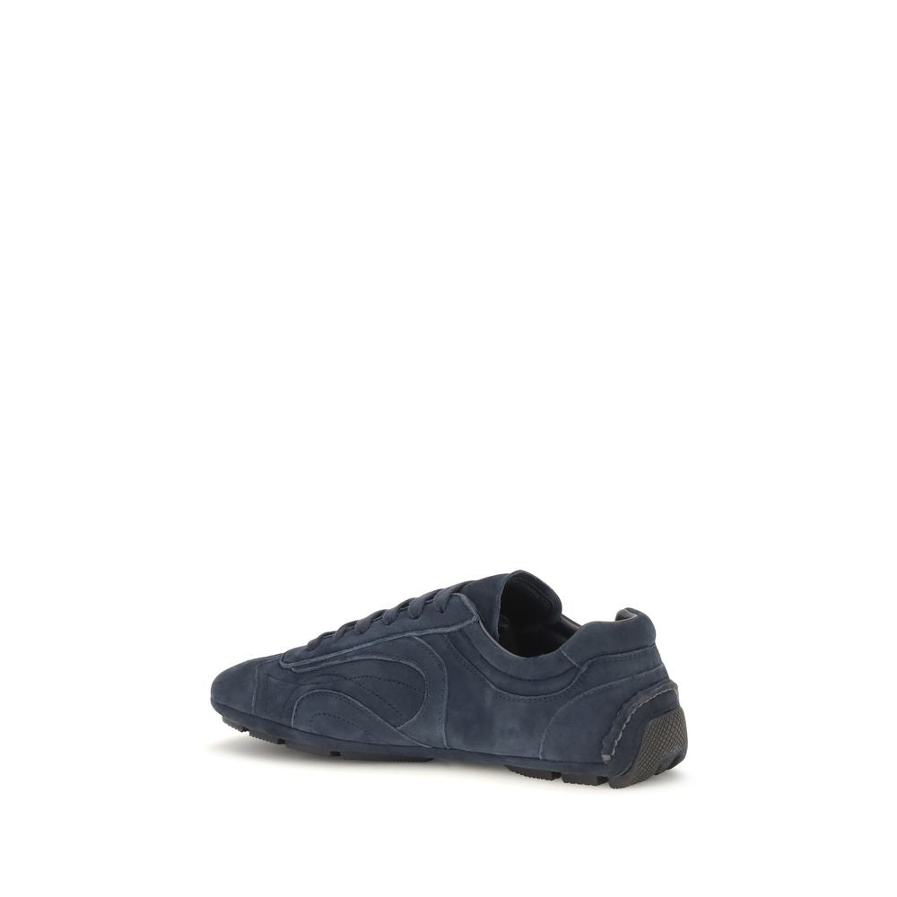 2026 New Arrival Prada Blue Calf Leather Bos Taurus Athletic Sneakers