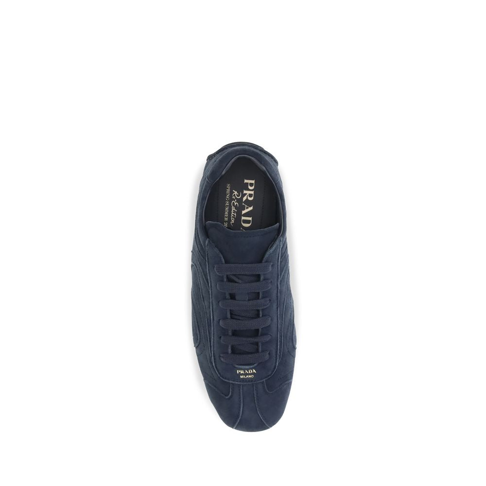 2026 New Arrival Prada Blue Calf Leather Bos Taurus Athletic Sneakers