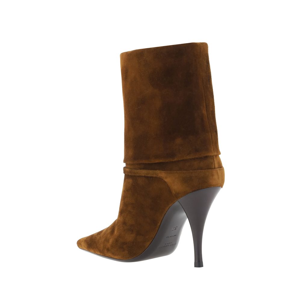 2026 New Arrival Saint Laurent Brown Calf Leather Bos Taurus Ankle Boots
