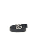 2026 New Arrival Dolce & Gabbana Black Calf Leather Bos Taurus Regular Belt
