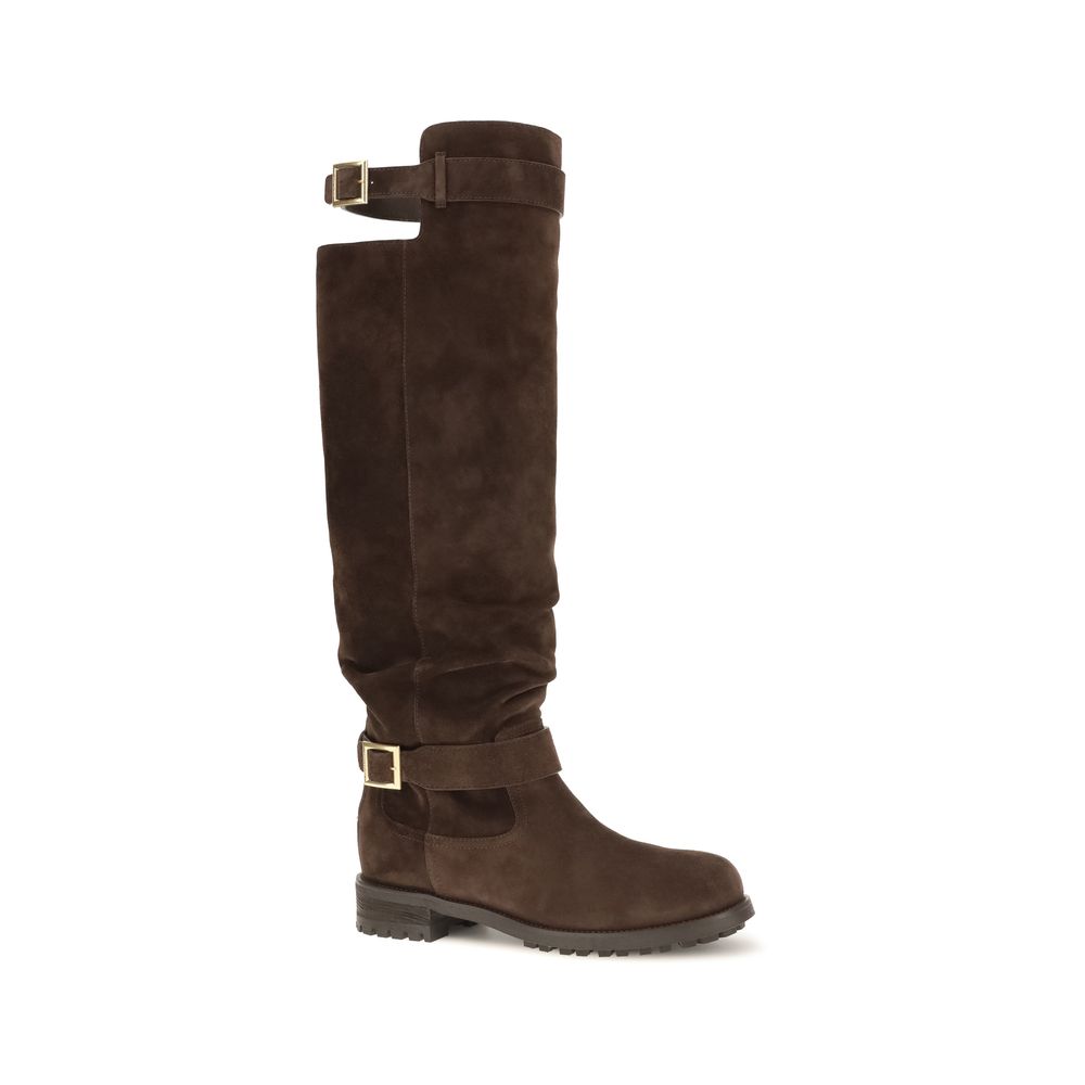 2026 New Arrival Jimmy Choo Brown Calf Leather Bos Taurus Over The Knee