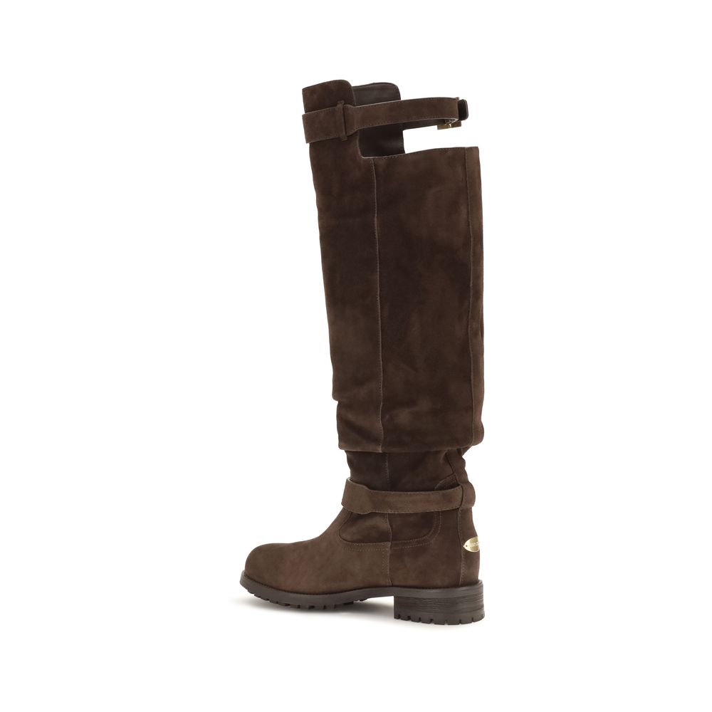 2026 New Arrival Jimmy Choo Brown Calf Leather Bos Taurus Over The Knee