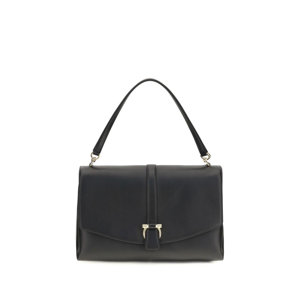 2026 New Arrival Ferragamo Black Calf Leather Bos Taurus Shoulder Bag