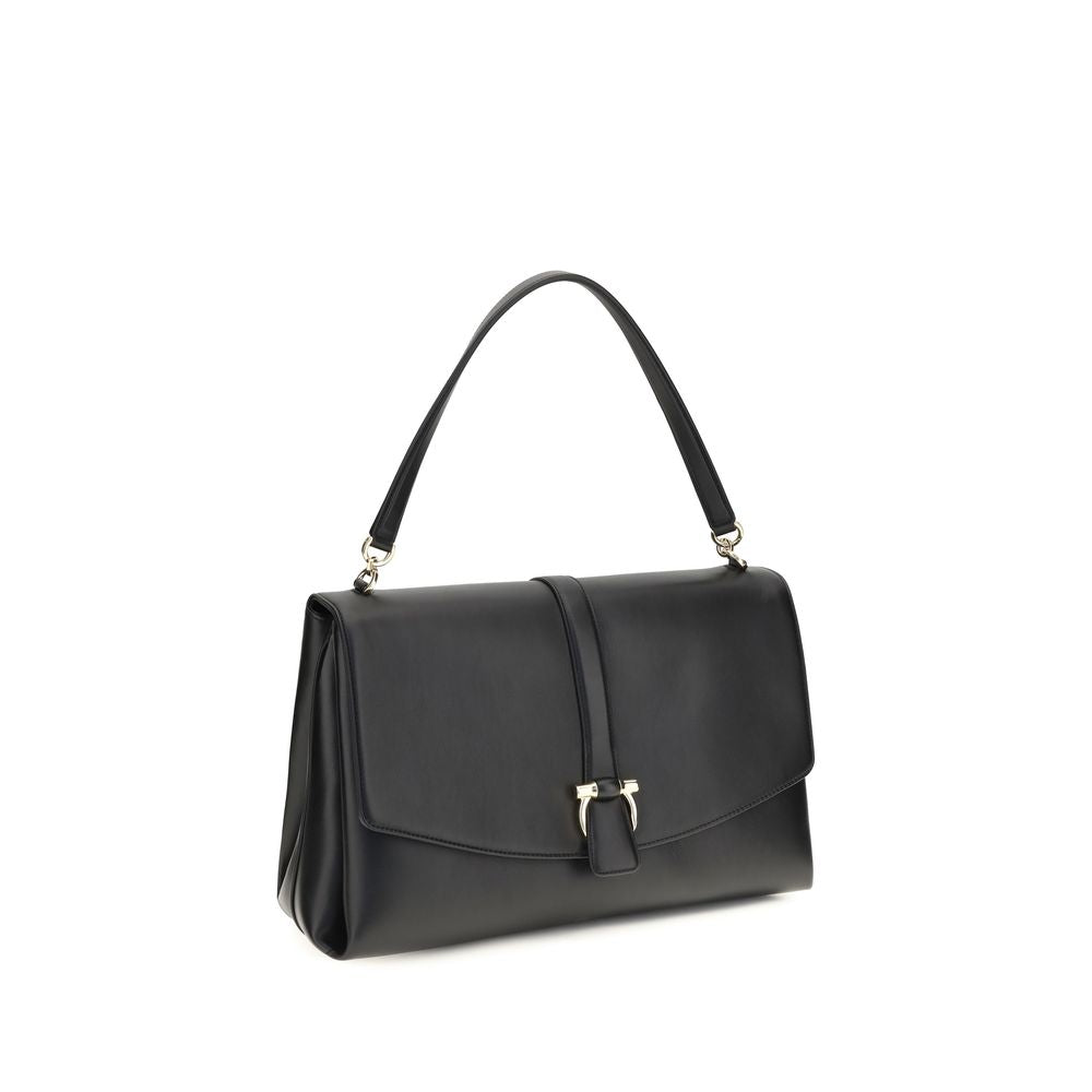 2026 New Arrival Ferragamo Black Calf Leather Bos Taurus Shoulder Bag