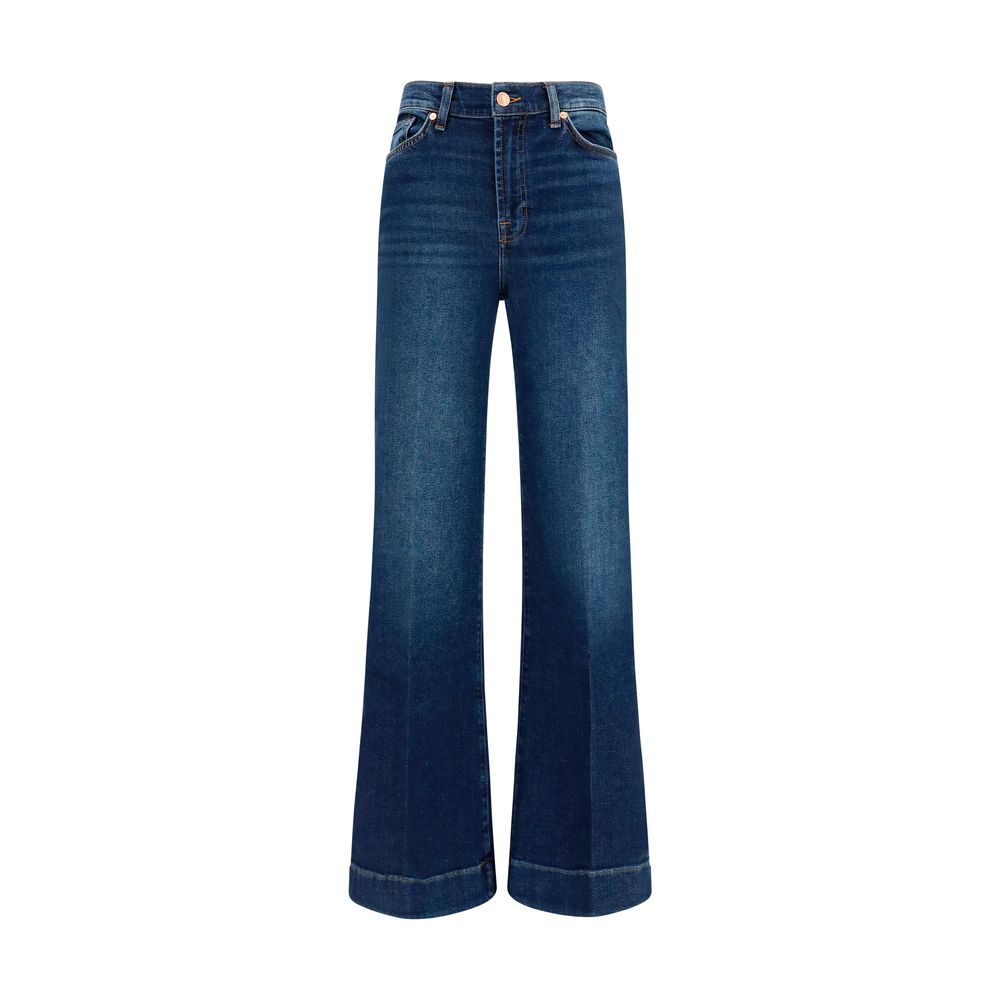 2026 New Arrival 7FOR Blue Cotton Flared Jeans