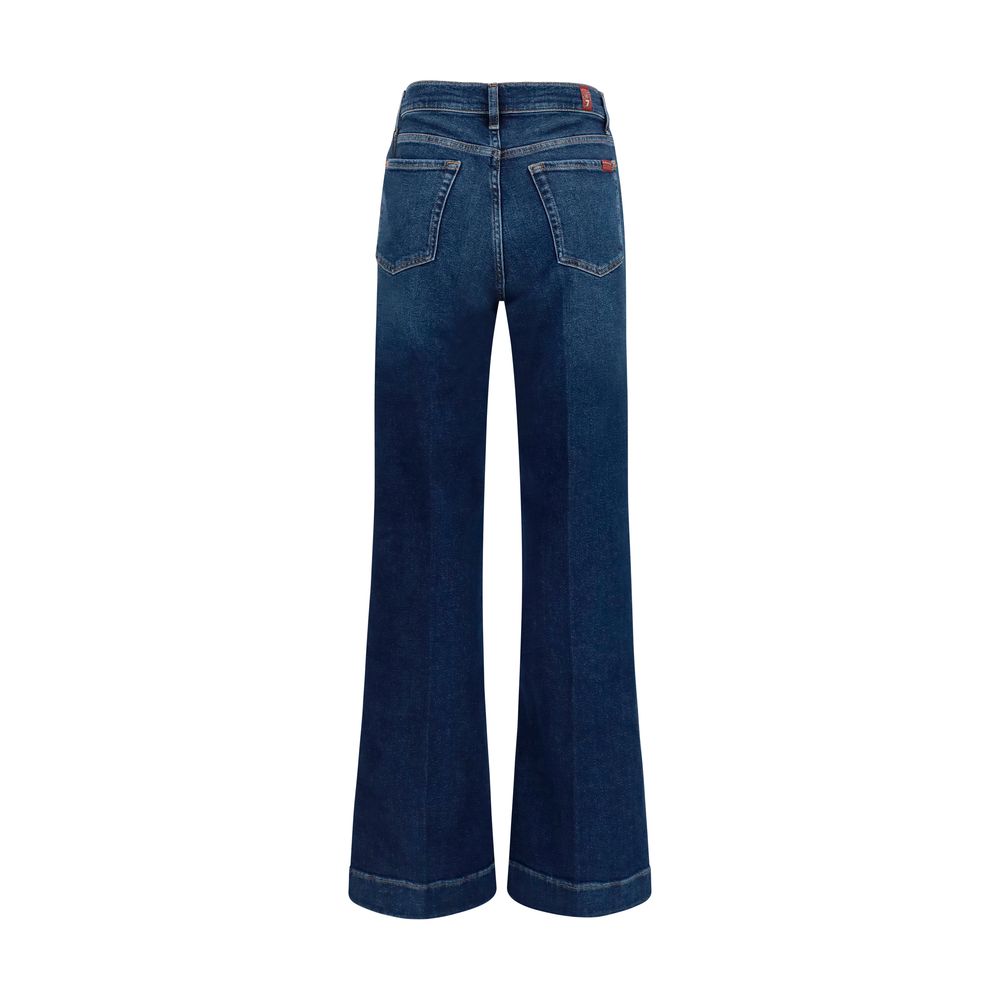 2026 New Arrival 7FOR Blue Cotton Flared Jeans
