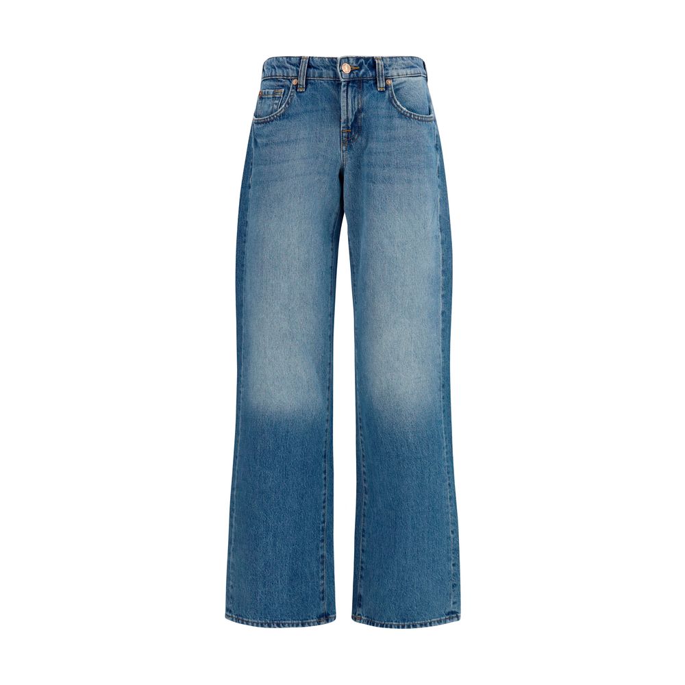 2026 New Arrival 7FOR Blue Cotton Straight-Leg Jeans