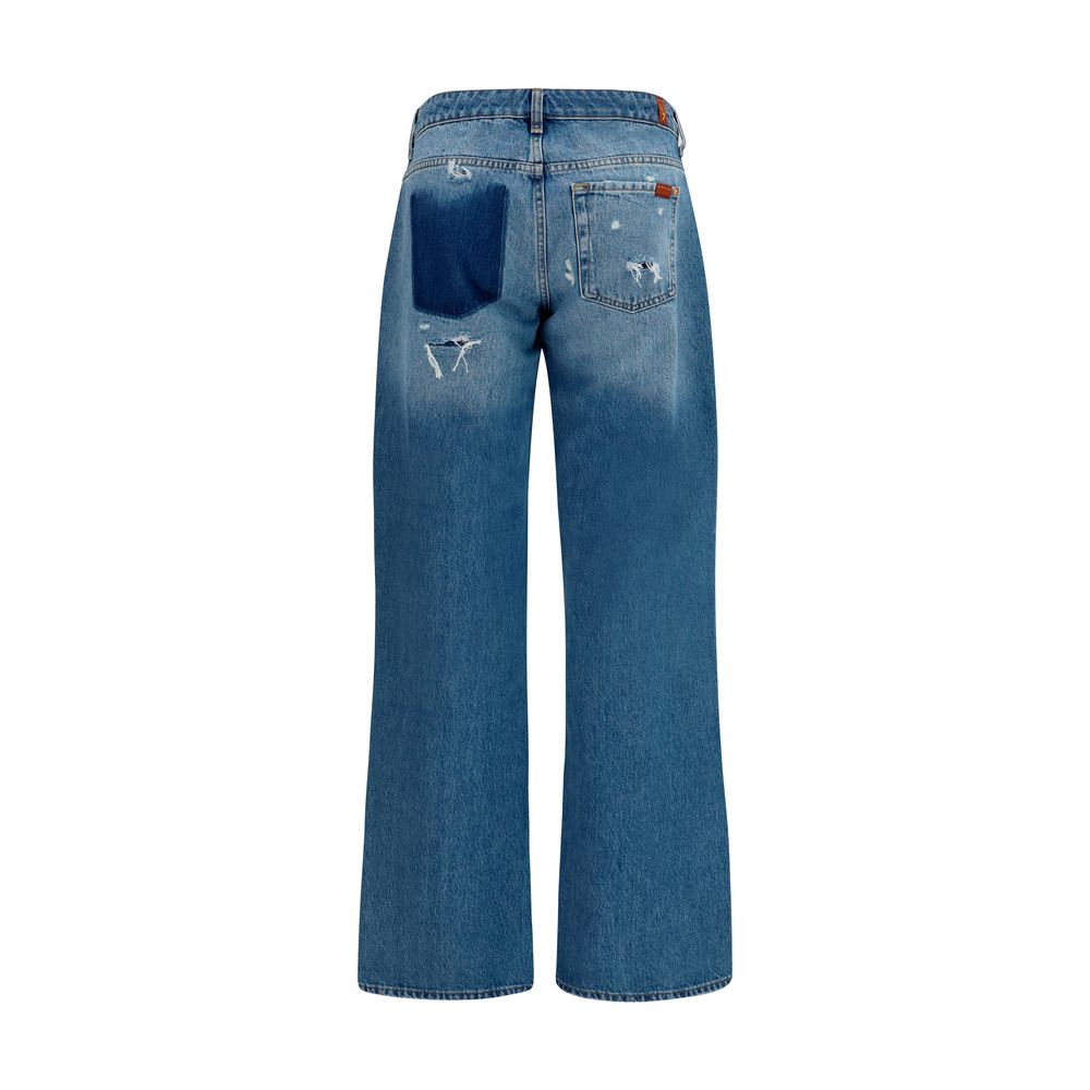 2026 New Arrival 7FOR Blue Cotton Straight-Leg Jeans