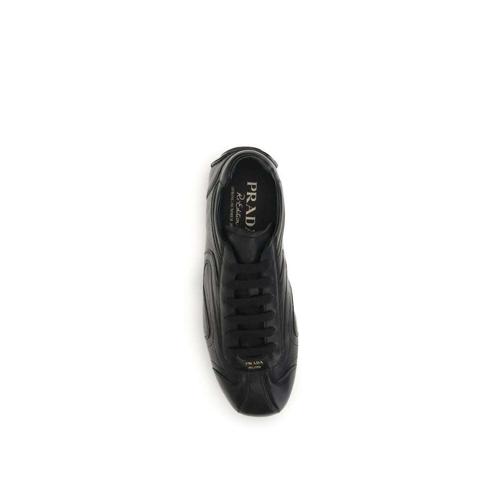 2026 New Arrival Prada Black Calf Leather Bos Taurus Low Top Sneakers