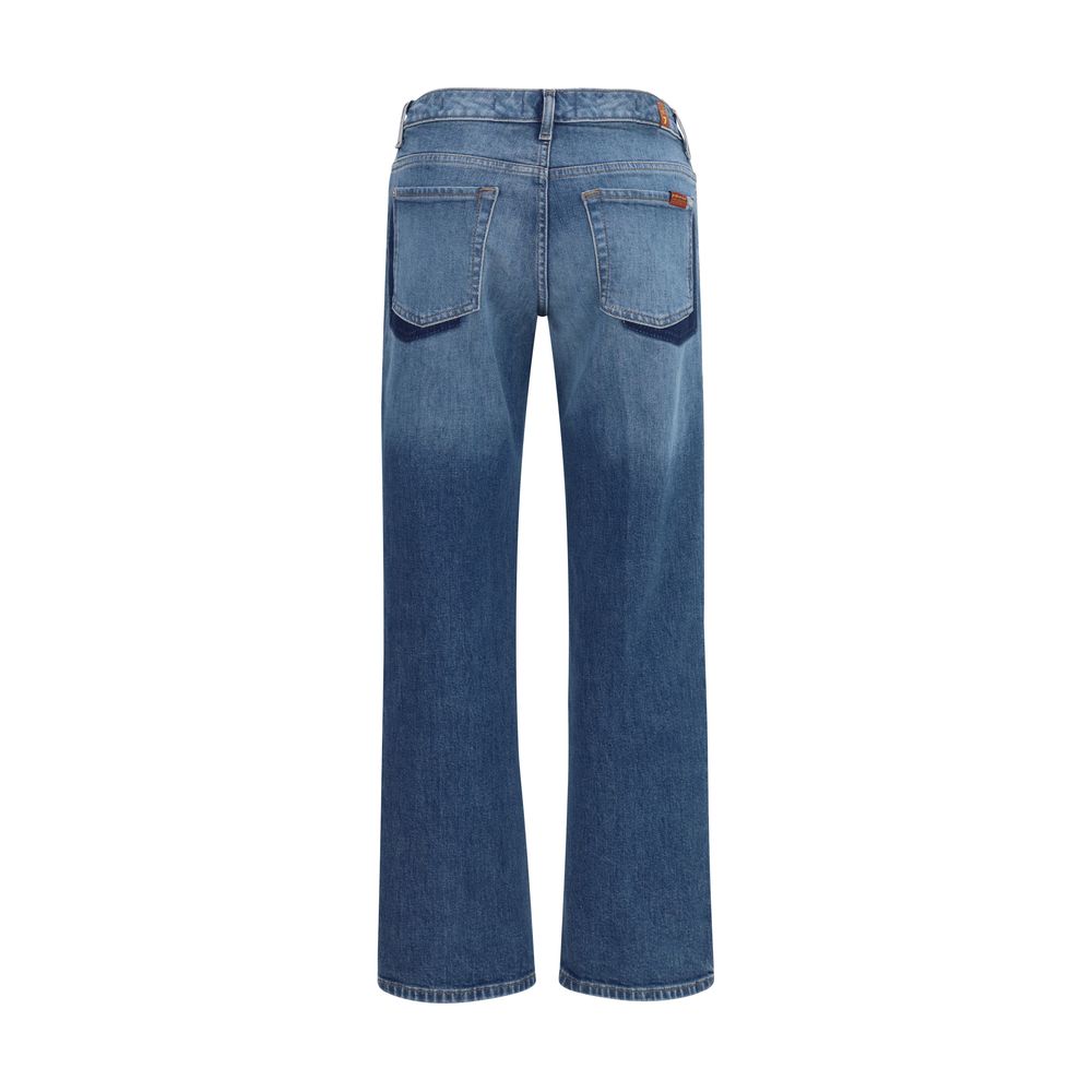 2026 New Arrival 7FOR Blue Cotton Straight-Leg Jeans