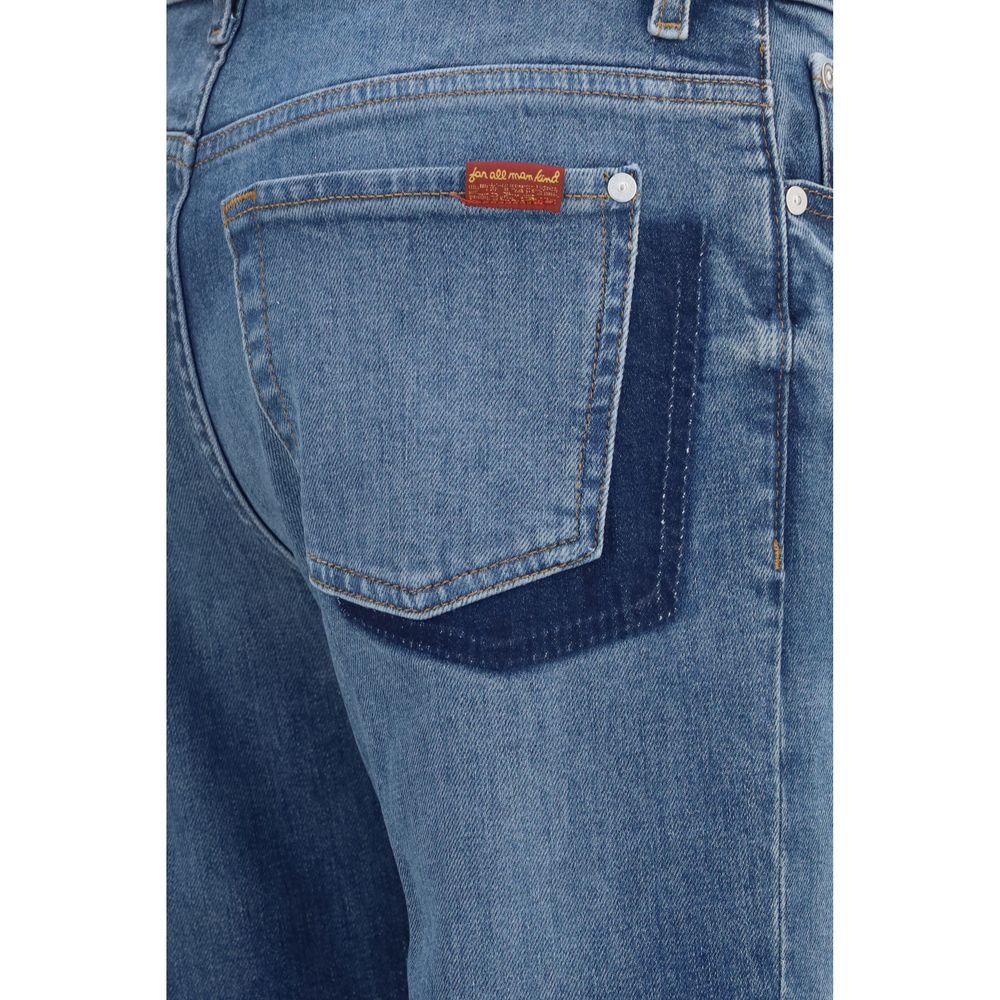 2026 New Arrival 7FOR Blue Cotton Straight-Leg Jeans