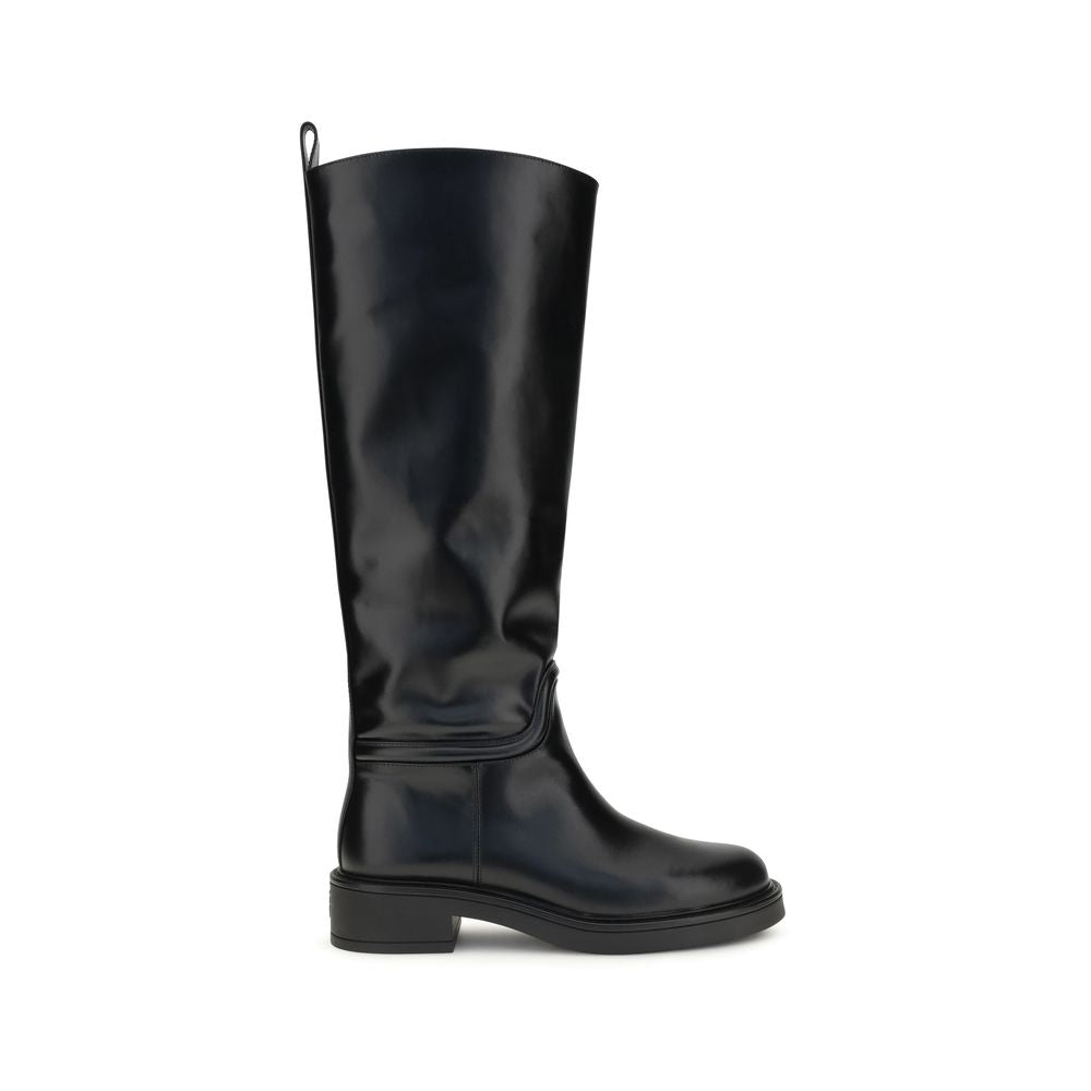 2026 New Arrival Stuart Weitzman Black Calf Leather Bos Taurus Flat Boots