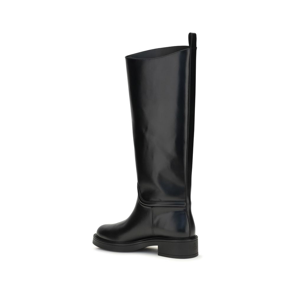 2026 New Arrival Stuart Weitzman Black Calf Leather Bos Taurus Flat Boots