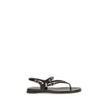 2026 New Arrival Chloé Black Calf Leather Bos Taurus Flat Sandals