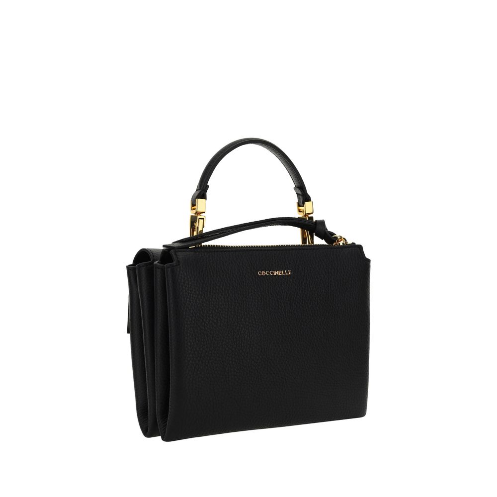 2026 New Arrival Coccinelle Black Calf Leather Bos Taurus Shoulder Bag