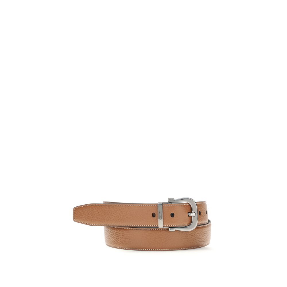 2026 New Arrival Ferragamo Brown Calf Leather Bos Taurus Regular Belt