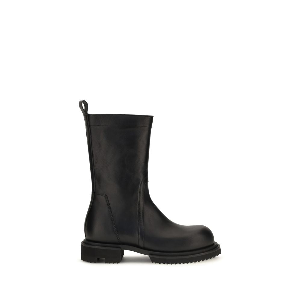 2026 New Arrival Rick Owens Black Calf Leather Bos Taurus Flat Boots