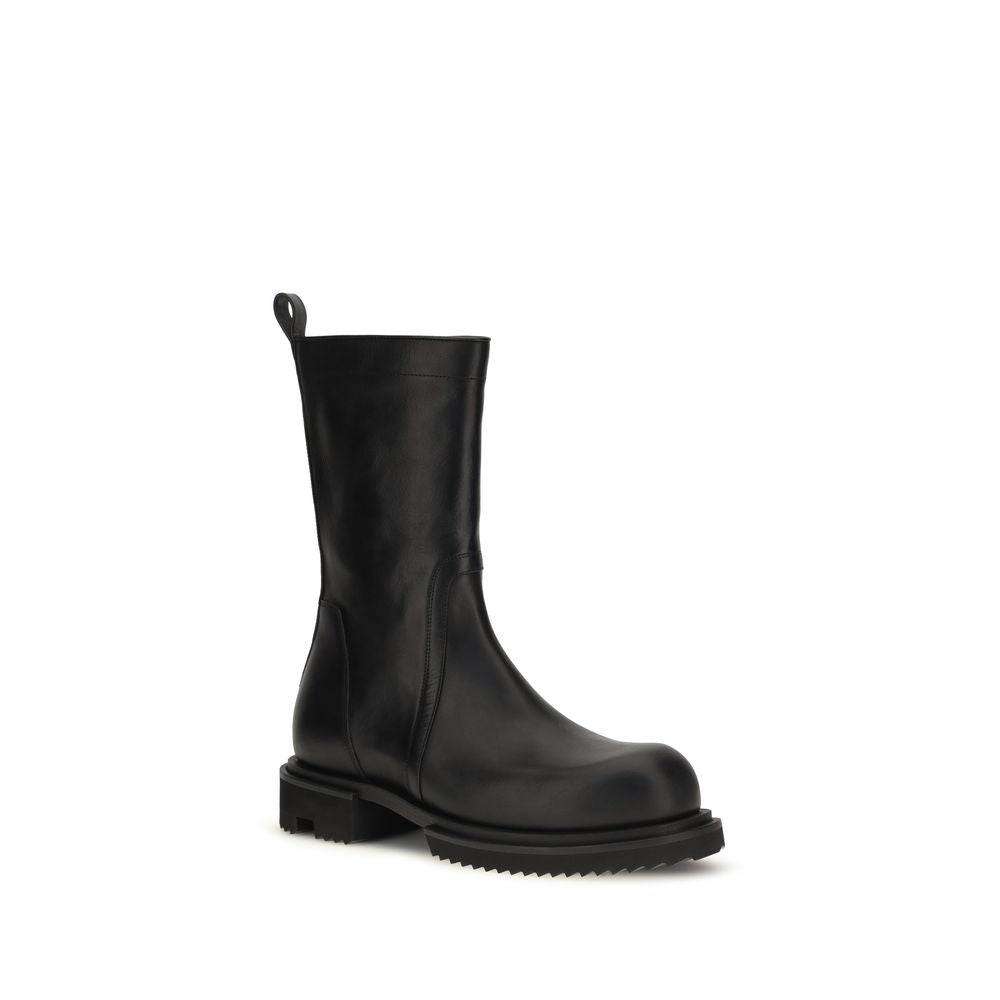 2026 New Arrival Rick Owens Black Calf Leather Bos Taurus Flat Boots