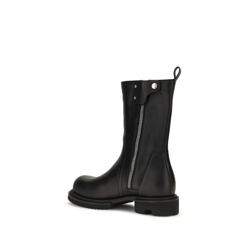 2026 New Arrival Rick Owens Black Calf Leather Bos Taurus Flat Boots