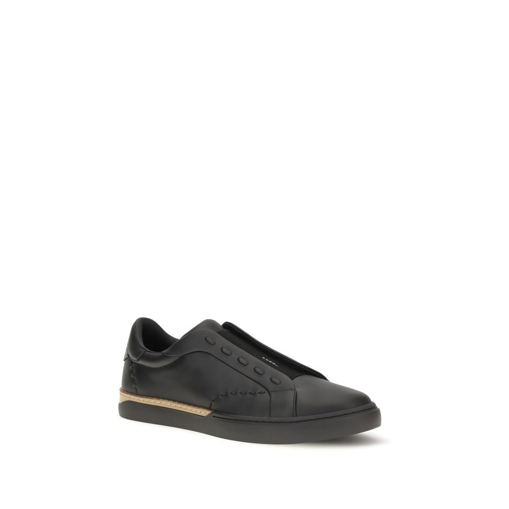 2026 New Arrival Fendi Black Calf Leather Bos Taurus Sneakers