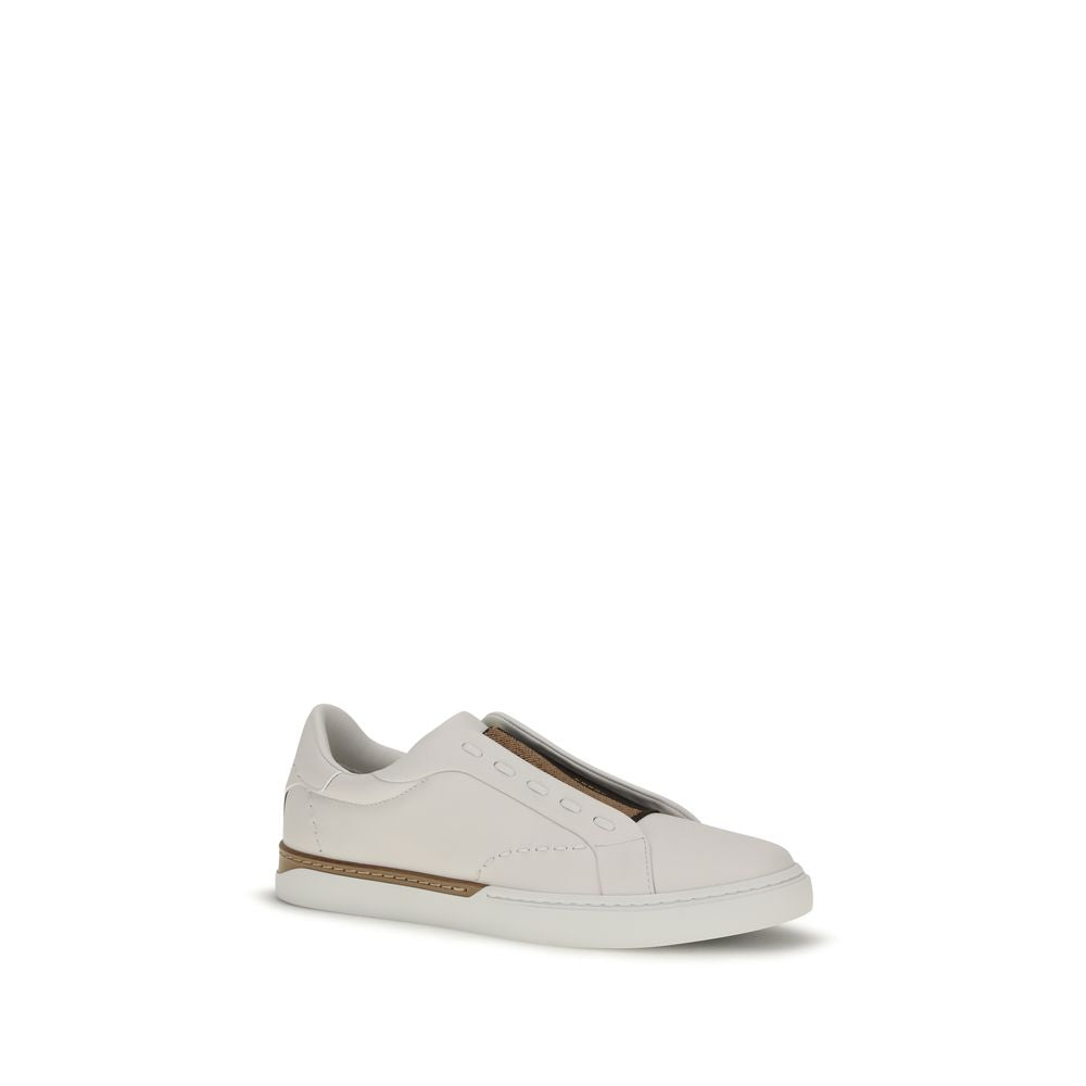 2026 New Arrival Fendi White Calf Leather Bos Taurus Low Top Sneakers