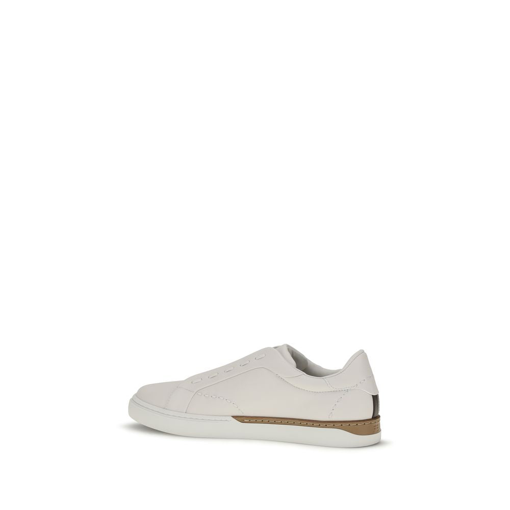 2026 New Arrival Fendi White Calf Leather Bos Taurus Low Top Sneakers