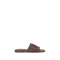 2026 New Arrival Dolce & Gabbana Brown Calf Leather Bos Taurus Flat Sandals
